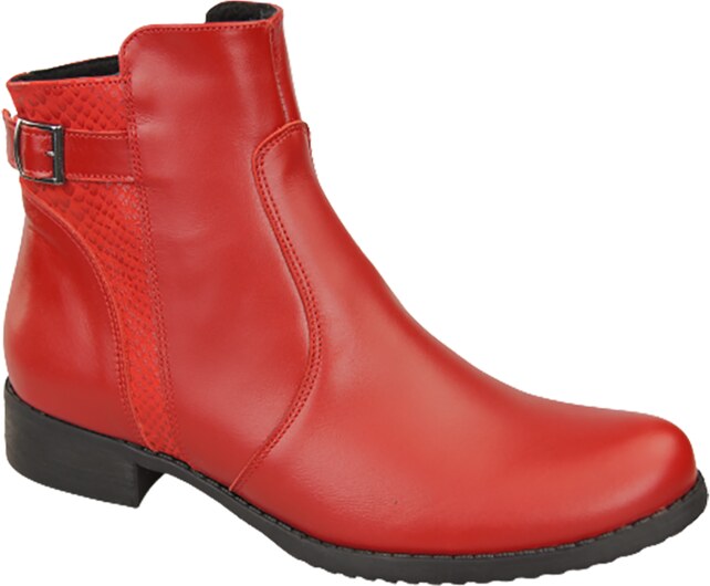 Obuwie Botki Damskie Zima skóra naturalna Czerwone 156 Z ElitaBut