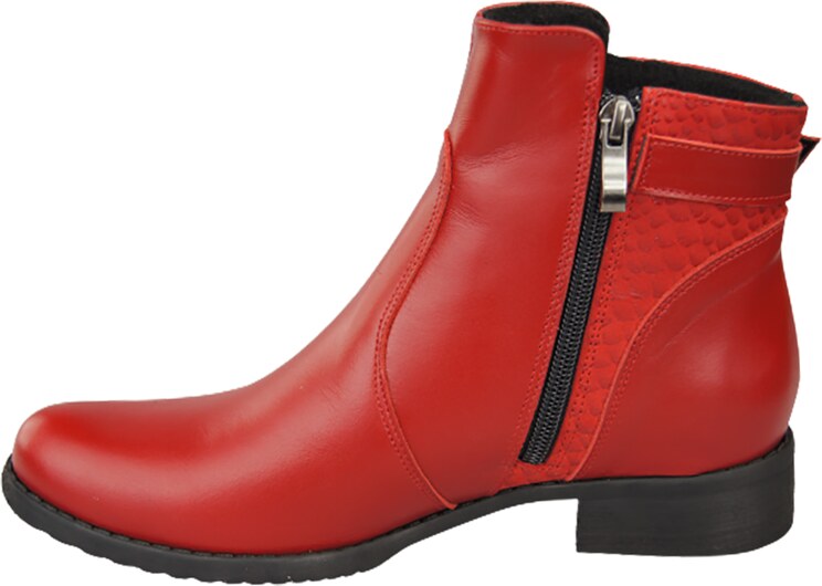 Obuwie Botki Damskie Zima skóra naturalna Czerwone 156 Z ElitaBut