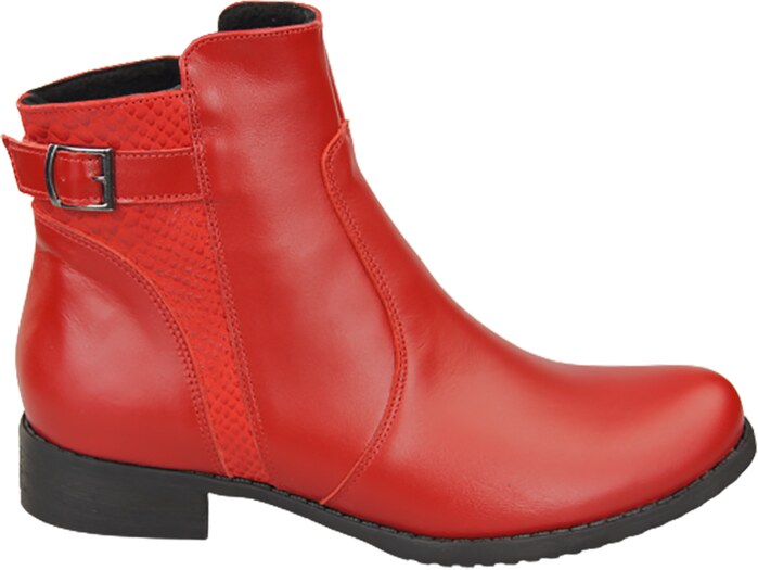 Obuwie Botki Damskie Zima skóra naturalna Czerwone 156 Z ElitaBut