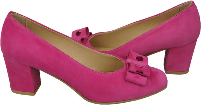 Obuwie Damskie Czółenka Fuksja Skóra naturalna zamszowa 163 ElitaBut