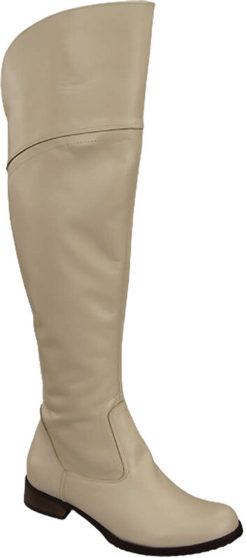 Obuwie Kozaki Damskie Oficerki Beżowe Muszkieterki Wysokie za kolano skóra naturalna 638 ElitaBut