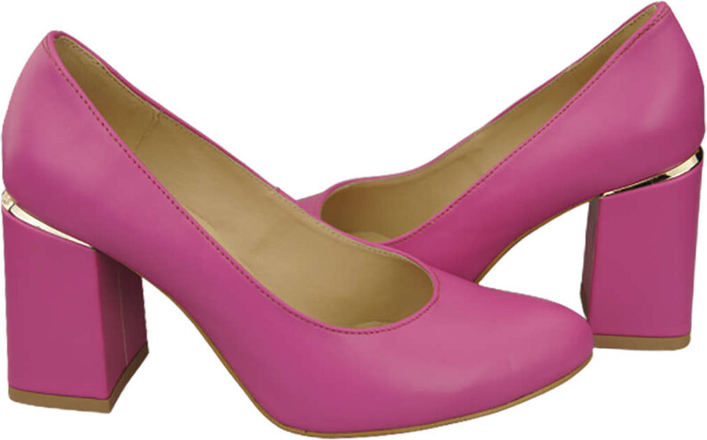 Obuwie Damskie Czółenka Fuksja Skóra naturalna 179 ElitaBut