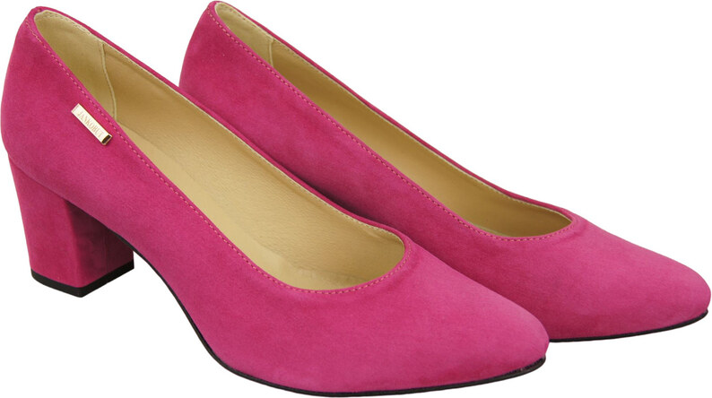 Obuwie Damskie Czółenka Purpurowe Skóra Naturalna Zamszowa 106 ElitaBut