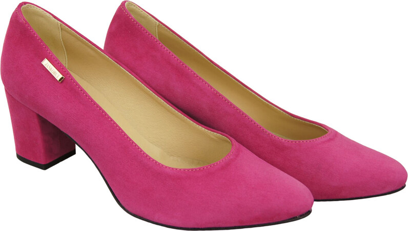 Obuwie Damskie Czółenka Purpurowe Skóra Naturalna Zamszowa 106 ElitaBut