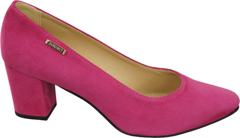 Obuwie Damskie Czółenka Purpurowe Skóra Naturalna Zamszowa 106 ElitaBut