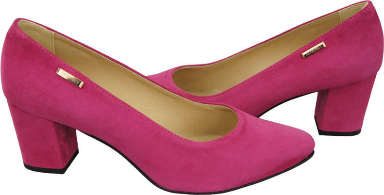 Obuwie Damskie Czółenka Purpurowe Skóra Naturalna Zamszowa 106 ElitaBut