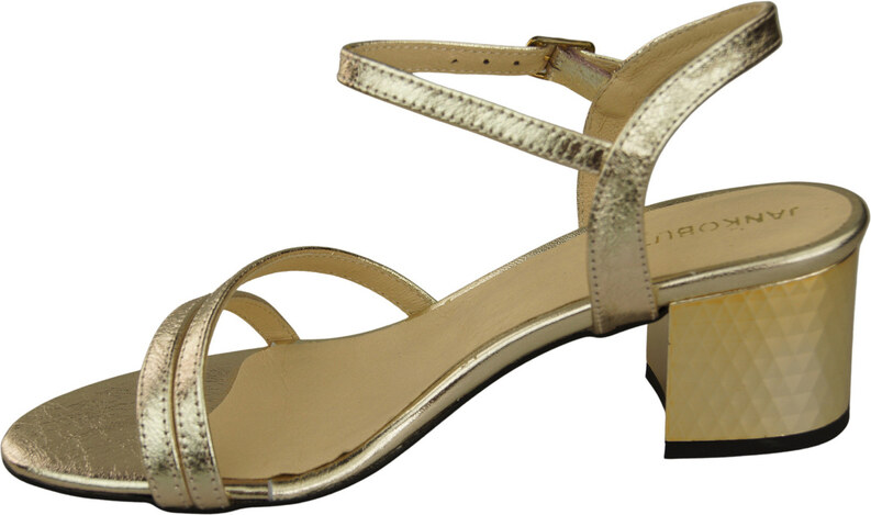 Obuwie Damskie Złote Skóra Naturalna 197 Sandały Zmysłowo Odsłaniające Stopę ElitaBut