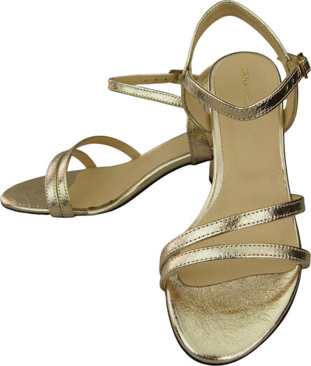 Obuwie Damskie Złote Skóra Naturalna 197 Sandały Zmysłowo Odsłaniające Stopę ElitaBut