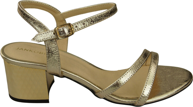 Obuwie Damskie Złote Skóra Naturalna 197 Sandały Zmysłowo Odsłaniające Stopę ElitaBut