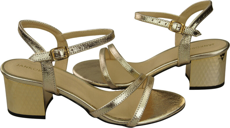 Obuwie Damskie Złote Skóra Naturalna 197 Sandały Zmysłowo Odsłaniające Stopę ElitaBut