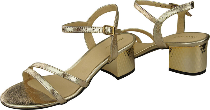 Obuwie Damskie Złote Skóra Naturalna 197 Sandały Zmysłowo Odsłaniające Stopę ElitaBut