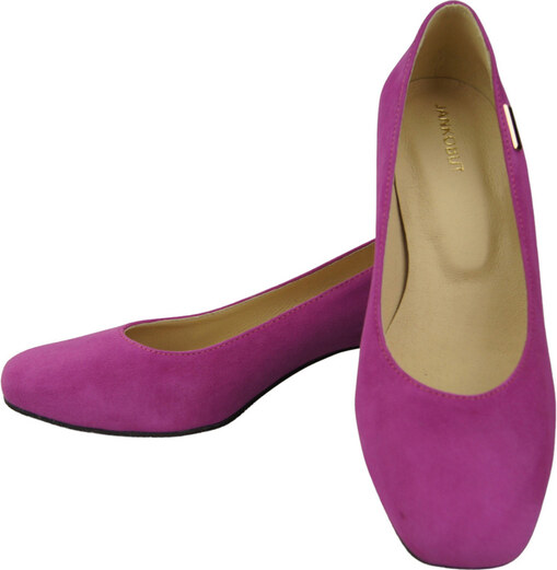 Wygodne Obuwie Damskie Czółenka Cyklamen Skóra naturalna Zamszowej 172 Z ElitaBut