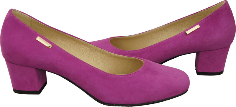 Wygodne Obuwie Damskie Czółenka Cyklamen Skóra naturalna Zamszowej 172 Z ElitaBut