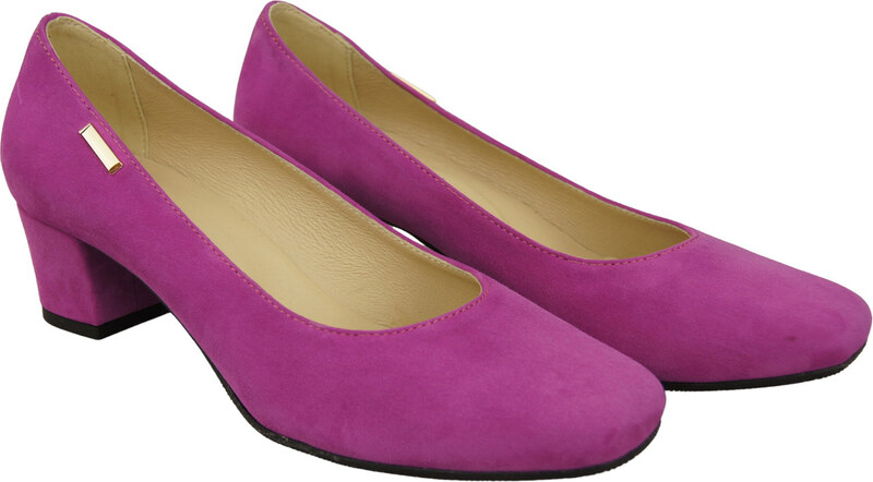 Wygodne Obuwie Damskie Czółenka Cyklamen Skóra naturalna Zamszowej 172 Z ElitaBut