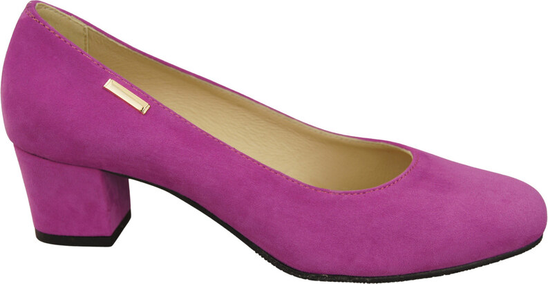 Wygodne Obuwie Damskie Czółenka Cyklamen Skóra naturalna Zamszowej 172 Z ElitaBut