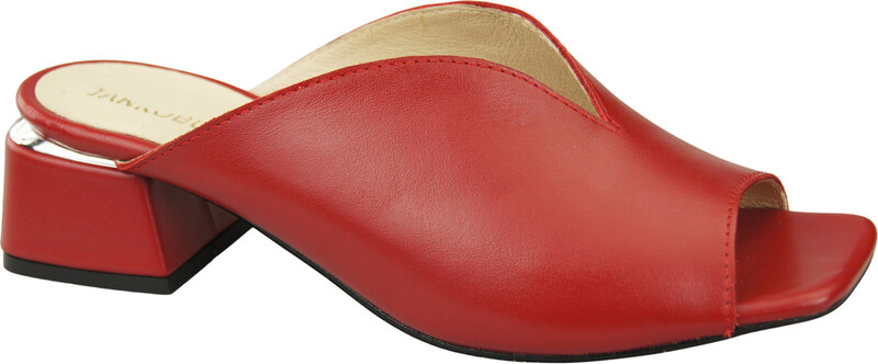 Obuwie Damskie Klapki Na Obcasie Czerwone Skóra naturalna 210 ElitaBut
