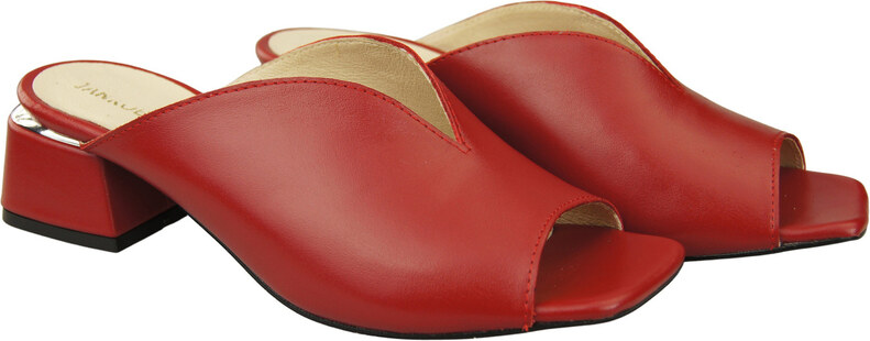 Obuwie Damskie Klapki Na Obcasie Czerwone Skóra naturalna 210 ElitaBut