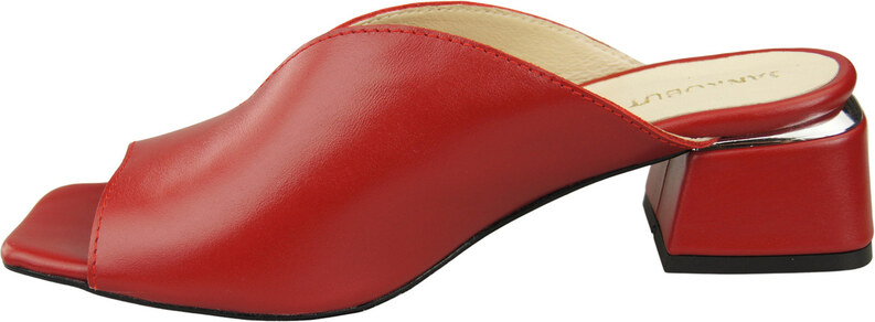 Obuwie Damskie Klapki Na Obcasie Czerwone Skóra naturalna 210 ElitaBut