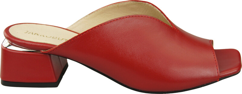 Obuwie Damskie Klapki Na Obcasie Czerwone Skóra naturalna 210 ElitaBut