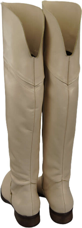 Obuwie Kozaki Damskie Oficerki Beżowe Muszkieterki Wysokie za kolano skóra naturalna 638 ElitaBut