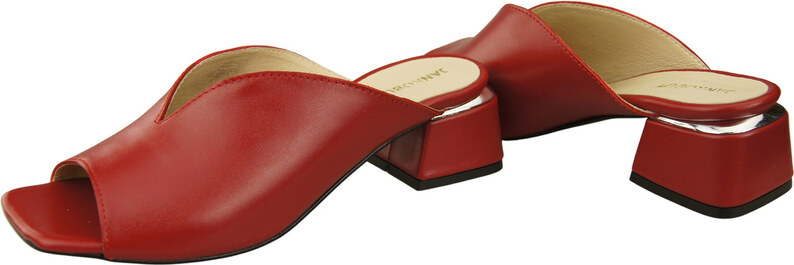 Obuwie Damskie Klapki Na Obcasie Czerwone Skóra naturalna 210 ElitaBut