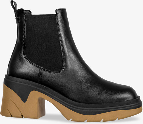 Czarne botki skórzane na platformie z gumkami po bokach PRODUKT POLSKI Casu 8195