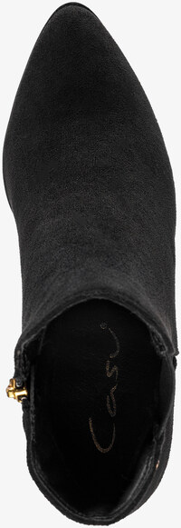 Czarne botki damskie z gumą na ozdobnym obcasie Casu D212X10-B