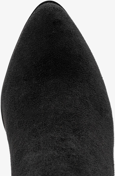 Czarne botki damskie z gumą na ozdobnym obcasie Casu D212X10-B