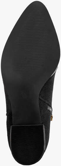 Czarne botki damskie z gumą na ozdobnym obcasie Casu D212X10-B