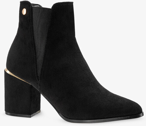 Czarne botki damskie z gumą na ozdobnym obcasie Casu D212X10-B