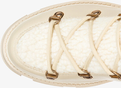 Beżowe botki śniegowce damskie z kożuszkiem sznurowane Casu 22-15