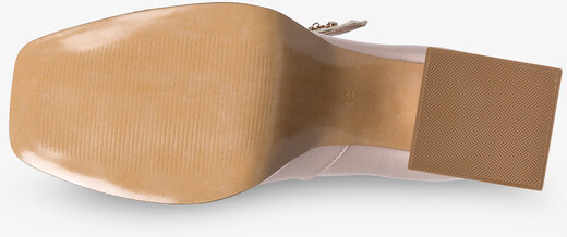 Beżowe czółenka skórzane damskie Mary Jane na klocku z paskiem ozdoba PRODUKT POLSKI Casu 2661-198