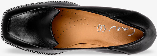 Czarne mokasyny skórzane damskie na ozdobnym klocku PRODUKT POLSKI Casu 09163