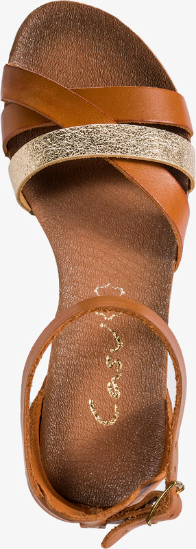 Brązowe sandały skórzane damskie płaskie z zakrytą piętą pasek wokół kostki PRODUKT POLSKI Casu 40225