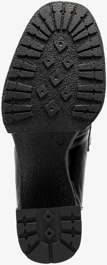 Czarne mokasyny skórzane damskie lakierowane na szerokim klocku ze złotą ozdobą PRODUKT POLSKI Casu 20177