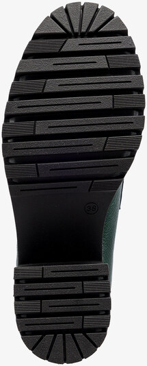 Zielone mokasyny skórzane damskie ze srebrną ozdobą na szerokim klocku PRODUKT POLSKI Casu 20175