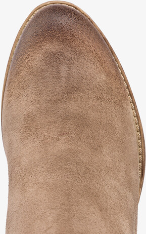 Beżowe botki skórzane damskie kowbojki na klocku z ozdobnym paskiem PRODUKT POLSKI Casu 60478