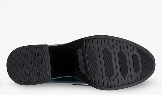 Zielone mokasyny skórzane lakierowane damskie na słupku z cyrkoniami PRODUKT POLSKI Casu 20157-NO