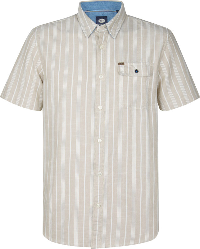 Petrol Industries Koszula 'Turtlevista' szarobeżowy / biały