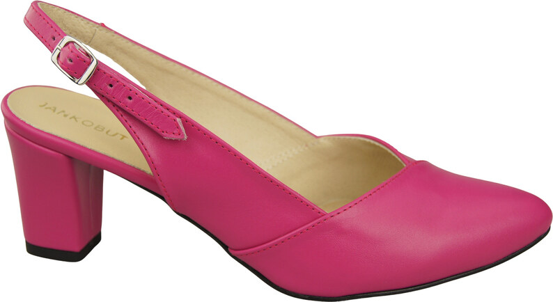 Obuwie Damskie Sandały Purpurowe na Słupku Skóra Naturalna 217 ElitaBut