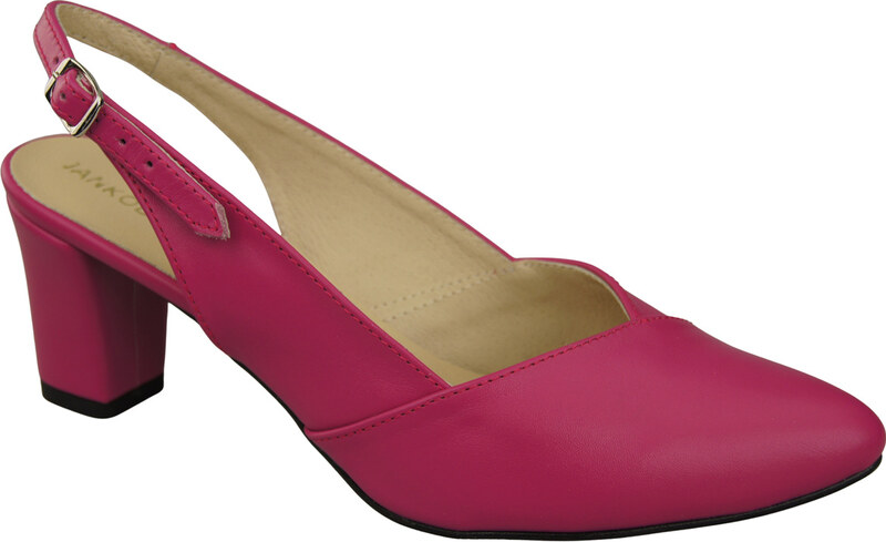 Obuwie Damskie Sandały Purpurowe na Słupku Skóra Naturalna 217 ElitaBut