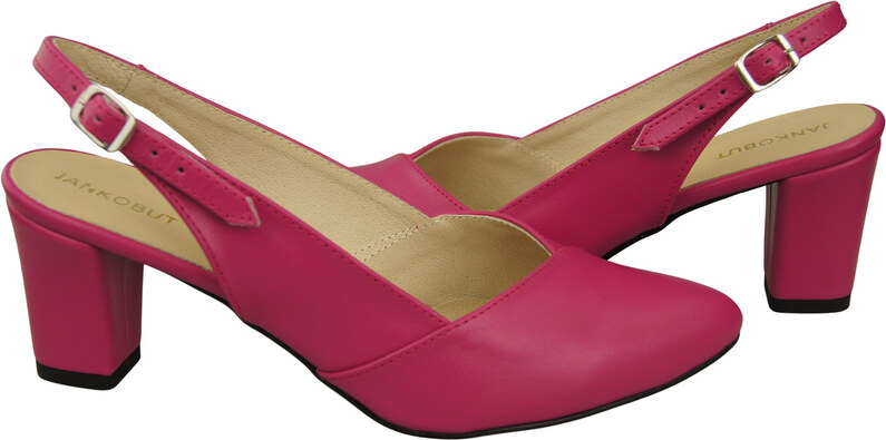 Obuwie Damskie Sandały Purpurowe na Słupku Skóra Naturalna 217 ElitaBut