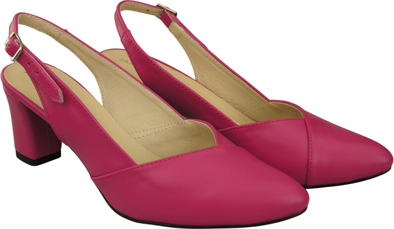 Obuwie Damskie Sandały Purpurowe na Słupku Skóra Naturalna 217 ElitaBut
