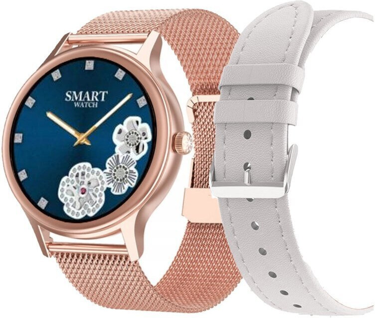 SMARTWATCH DAMSKI PACIFIC 18-2 - BRANSOLETA + PASEK: Rosegold / Biały (sy015b)
