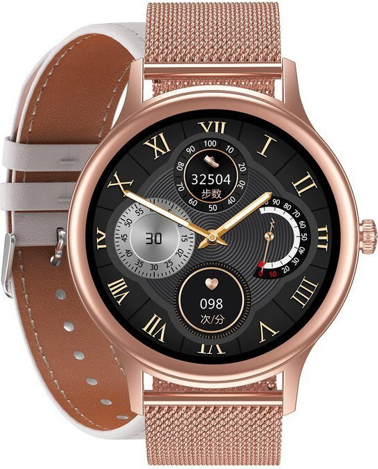 SMARTWATCH DAMSKI PACIFIC 18-2 - BRANSOLETA + PASEK: Rosegold / Biały (sy015b)