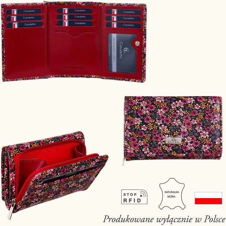 Portfel damski z suwakiem BajuBaj ze skóry naturalnej – styl i funkcjonalność PD1225Cs82 RFID