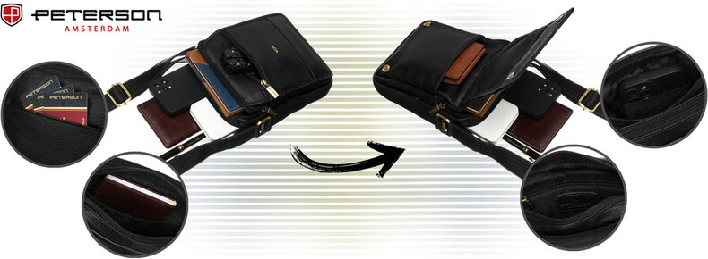 Saszetka męska z naturalnej skóry Peterson PTN 251-NDM