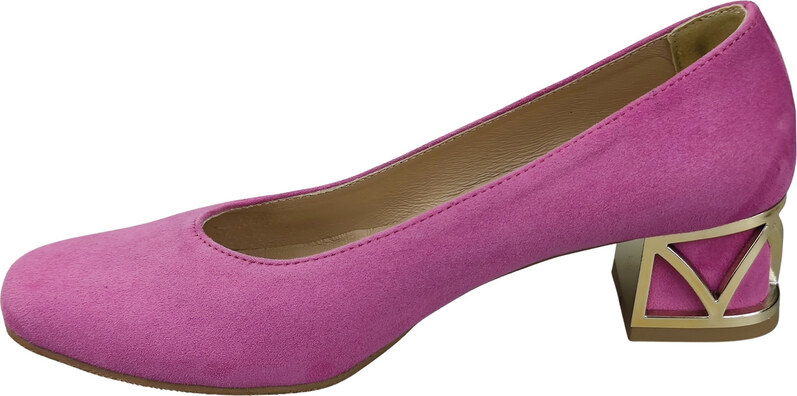 Wygodne Obuwie Damskie Czółenka Fuksja z Ozdobnym Obcasem Skóra naturalna Zamszowej 219 Z ElitaBut
