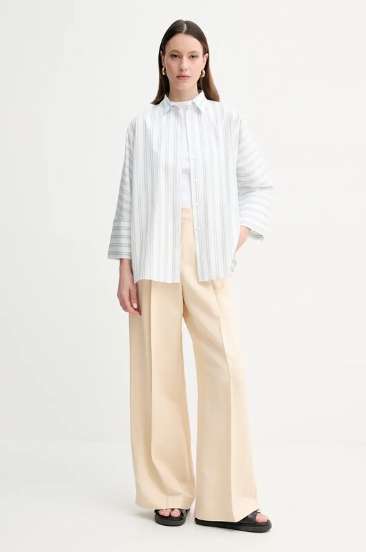 Weekend Max Mara spodnie z domieszką lnu