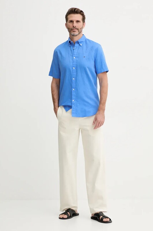 Tommy Hilfiger koszula z domieszką lnu